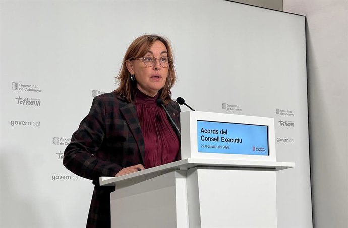 La consellera de Territorio, Vivienda y Transición Ecológica y portavoz de la Generalitat, Sílvia Paneque, este martes en rueda de prensa tras el Consell Executiu