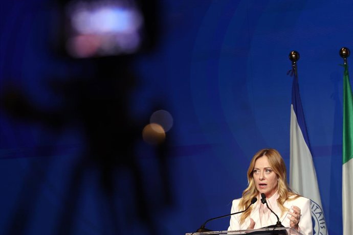 Roma, Itália: IPA90034672 - Roma, Itália, 22 de outubro de 2026: A primeira-ministra Giorgia Meloni participa do CONGRESSO NACIONAL DE NOTÁRIOS no Cavalieri Hilton Astoria, em Roma.