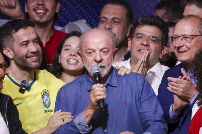 October 25, 2026, Sao Paulo, Sao Paulo, Brasil: Caption: Sao Paulo (SP), 10/25/2026 - 2026 Elections/Presidency/PT/SP - Federal Deputy Andre Janones participates in the event celebrating the re-election of the President of the Republic, Luiz Inacio Lula d