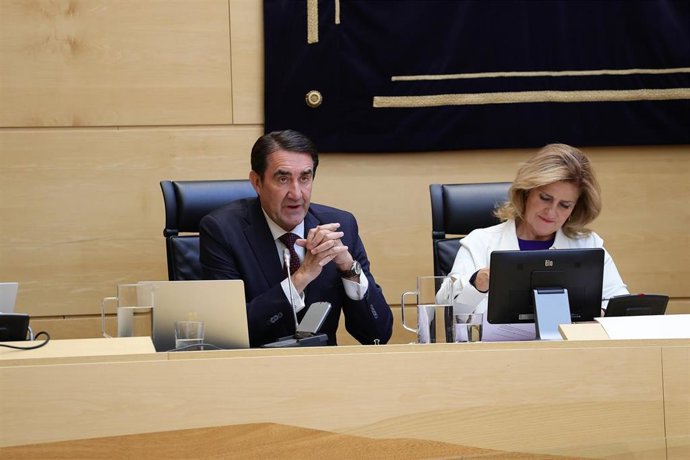 Suárez-Quiñones en un momento de la comparecencia para explicar el presupuesto de su departamento para 2027