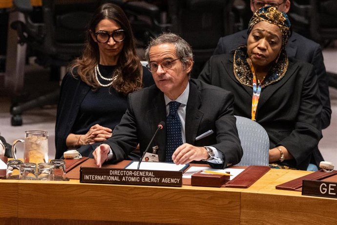 Rafael Mariano Grossi, director del OIEA, declara ante el Consejo de Seguridad de la ONU, a 27 de octubre de 2026 
