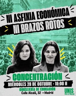 Concentración de las plataformas de univerisades por la pública en la Consejería de Educación este miércoles.