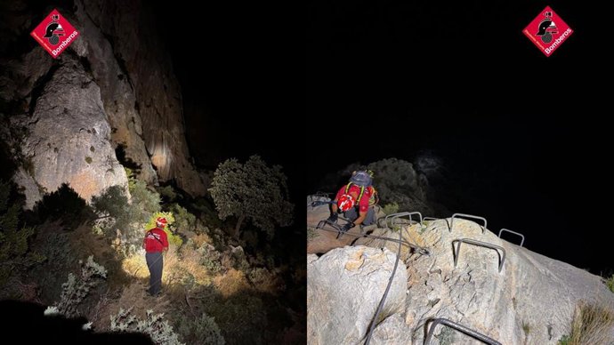 Operação de resgate realizada pelos bombeiros em Polop (Alicante)