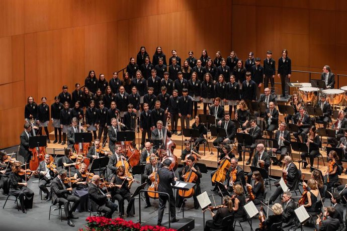 Archivo - Concierto de la Orquesta Sinfónica de Navarra con el Coro Joven del Orfeón Pamplonés en el Auditorio Baluarte.