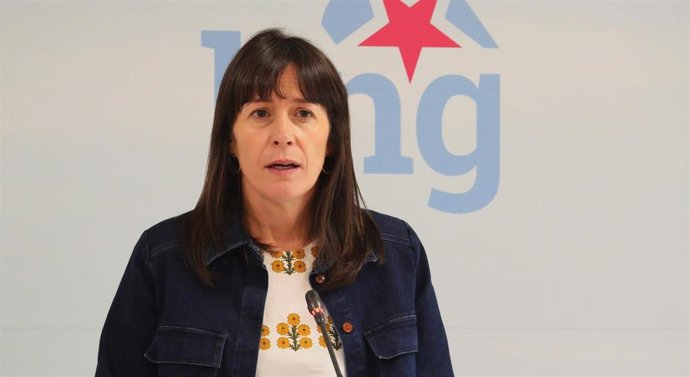 A portavoz nacional do BNG, Ana Pontón, comparece ante os medios no Parlamento de Galicia.