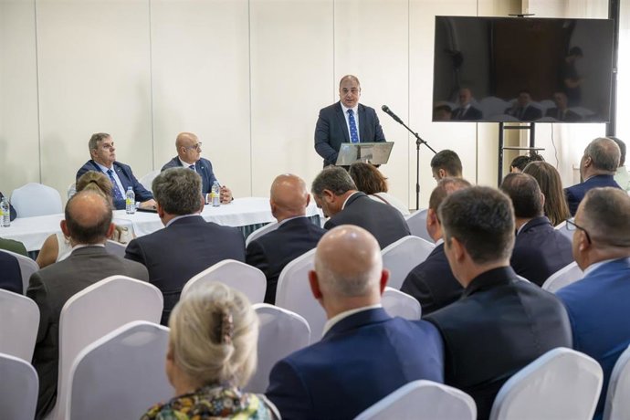 El presidente del Sindicato Profesional de Policía (SPP), Daniel López, durante la junta nacional del sindicato de mandos celebrada en Ceuta