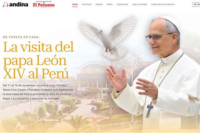Perú.- Papa León XIV: Andina pública especial interactivo con toda la información sobre su visita