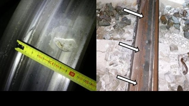 Archivo - Imágenes de la rodadura del Iryo (izquierda) y del carril (derecha) afectado en el accidente de Adamuz.