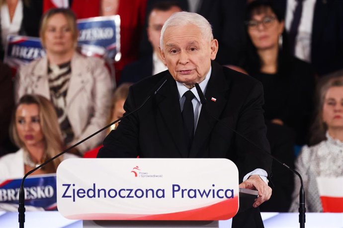 October 15, 2026, Krakow, Poland: Jaroslaw Kaczynski, the leader of Law and Justice (PiS) party speaks during the convention in Krakow, Poland, on October 15, 2026.