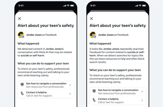 Notificaciones de alerta para padres en Facebook.