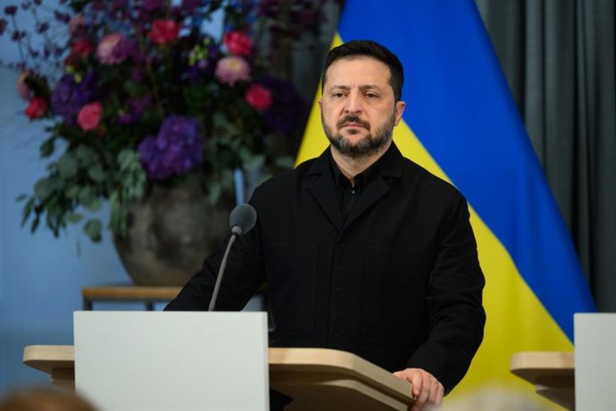 28 de outubro de 2026, Ucrânia, Ucrânia, Ucrânia: O presidente ucraniano Volodymyr Zelenskyy visita Haia, na Holanda, em 28 de outubro de 2026, durante uma visita de trabalho ao país. Zelenskyy se reúne com o primeiro-ministro holandês Rob Jetten e com o 