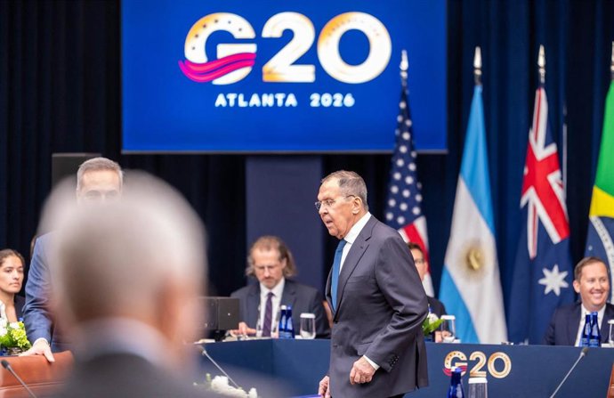 El ministro de Exteriores ruso, Sergei Lavrov, durante la reunión del G20 en Atlanta.