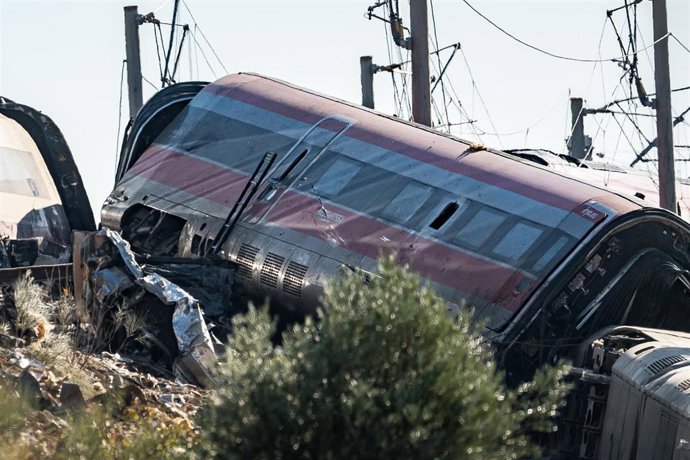 Vagones descarrilados en el accidente ferroviario en Urda, a 29 de octubre de 2026, en Urda, Toledo, 
