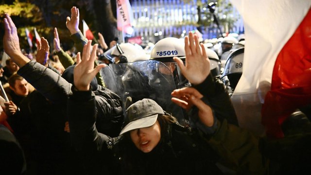 Manifestación contra la intervención en el Tribunal Constitucional de Polonia