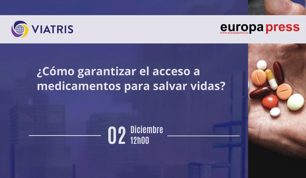 Cartel evento &#191;C&#243;mo garantizar el acceso a medicamentos para salvar vidas?