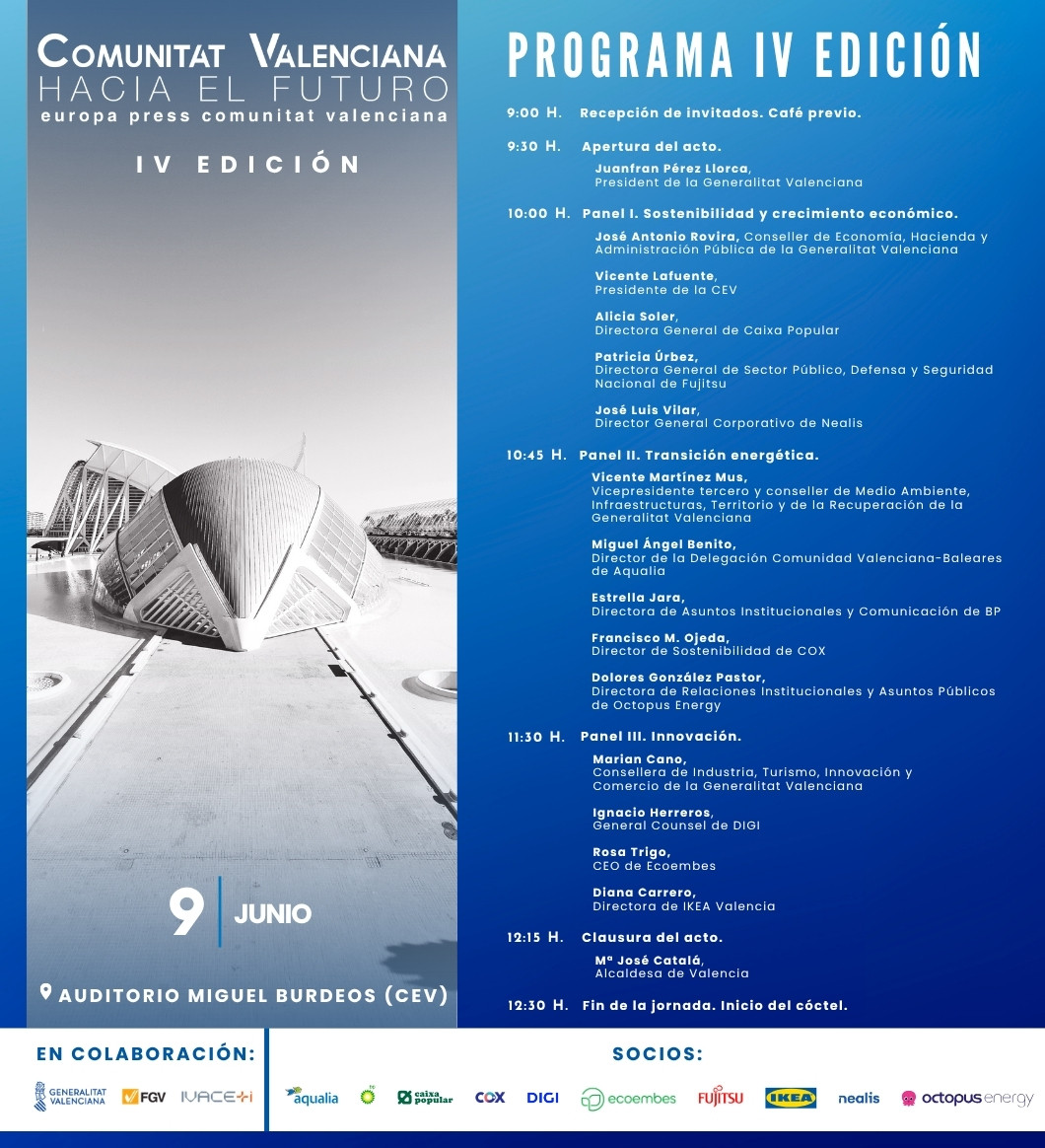 Cartel evento Comunitat Valenciana hacia el futuro