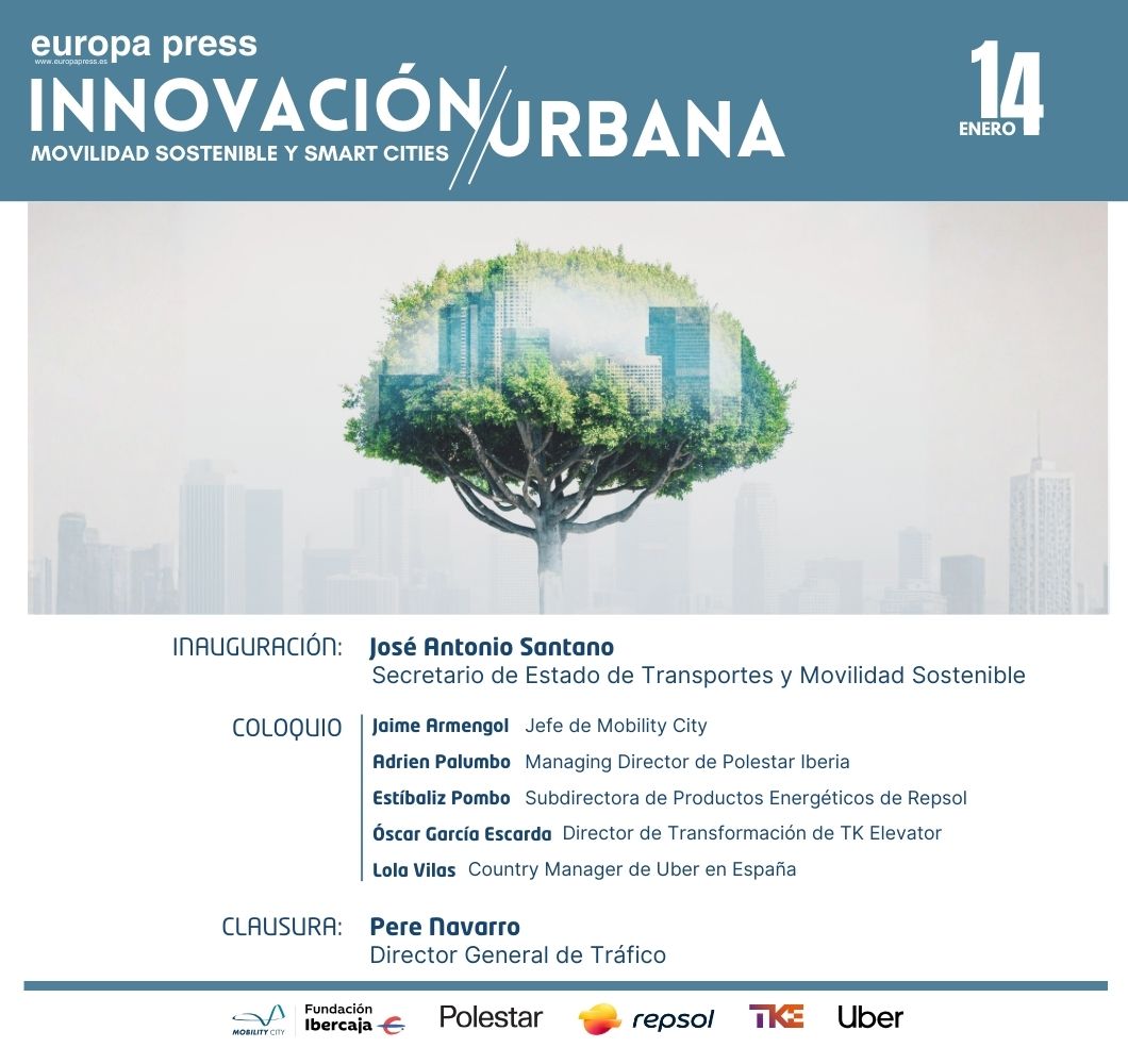 Cartel evento Innovación Urbana. Movilidad sostenible y smart cities