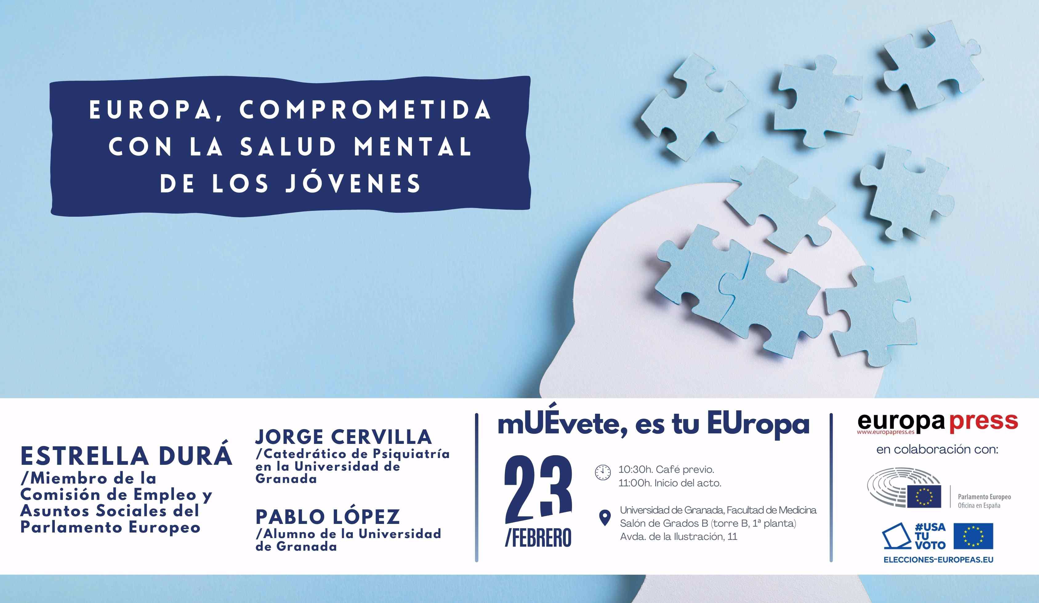 Cartel evento mU&#201;vete, es tu EUropa: Europa, comprometida con la salud mental de los j&#243;venes