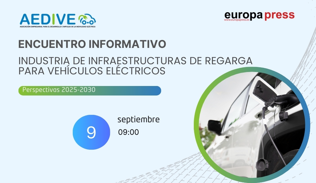 Cartel evento Industria de infraestructuras de recarga para veh&#237;culos el&#233;ctricos: Perspectivas 2025-2030