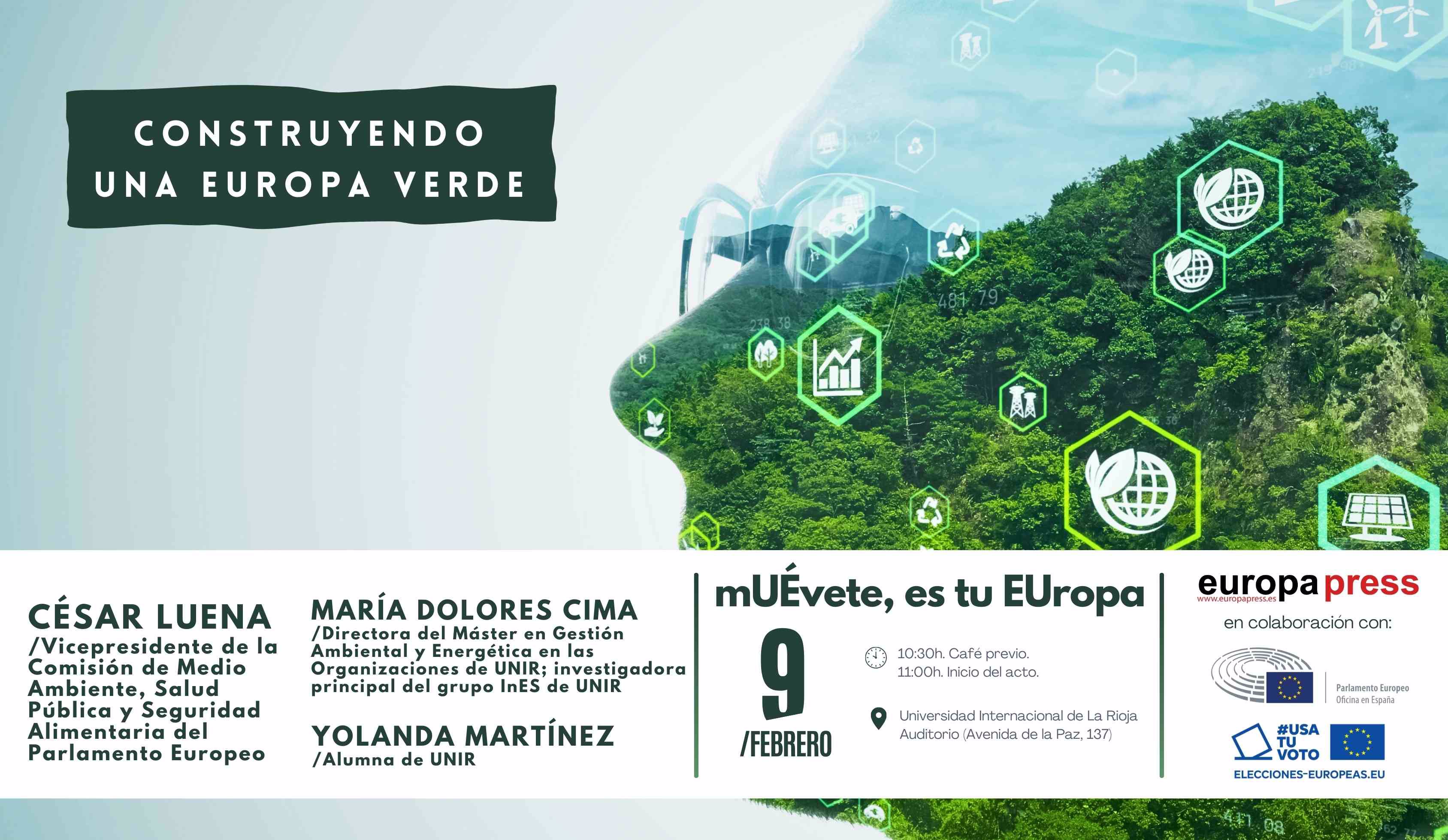 Cartel evento mU&#201;vete, es tu EUropa: construyendo una Europa verde