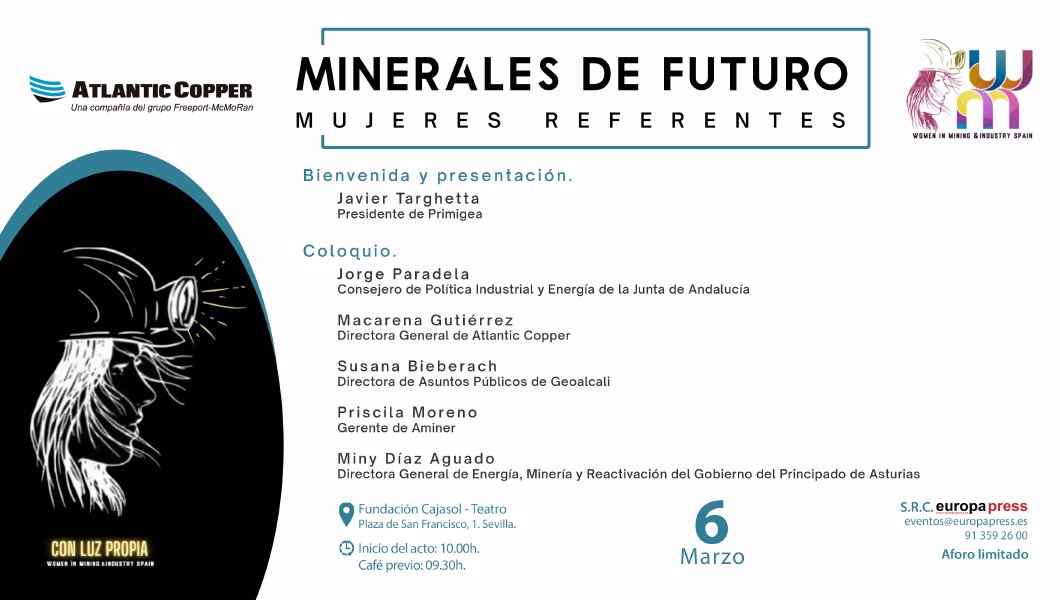 Cartel evento Women in Mining. Minerales de futuro, mujeres referentes