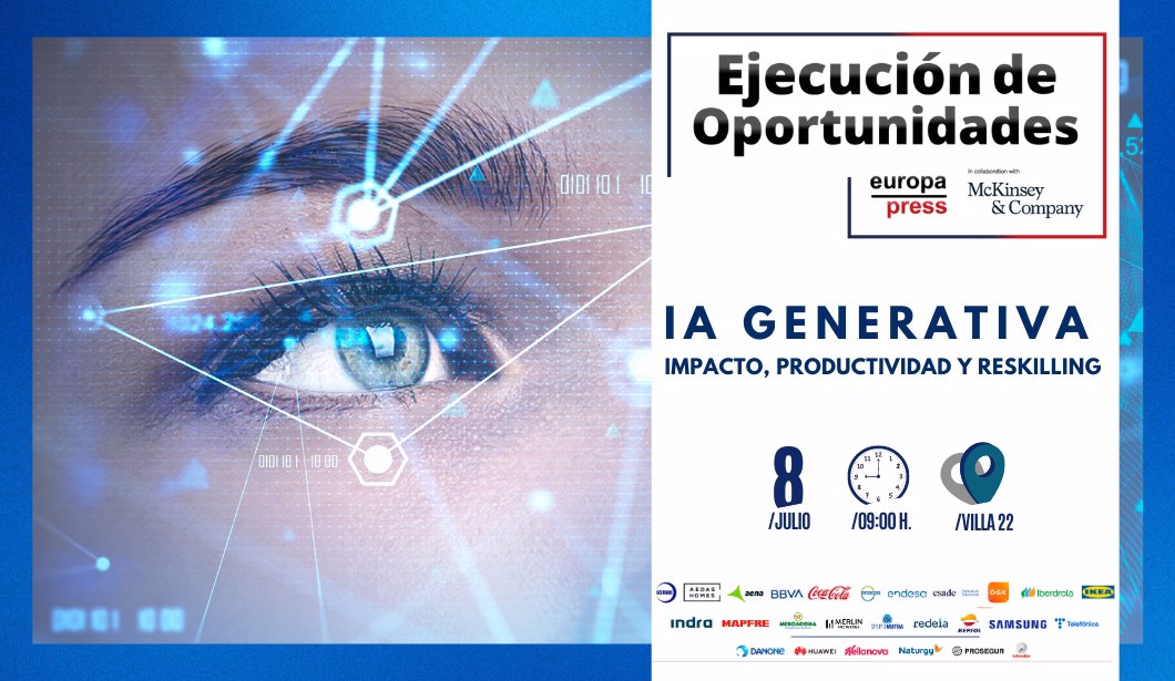 Cartel evento IA GENERATIVA: IMPACTO, PRODUCTIVIDAD Y RESKILLING