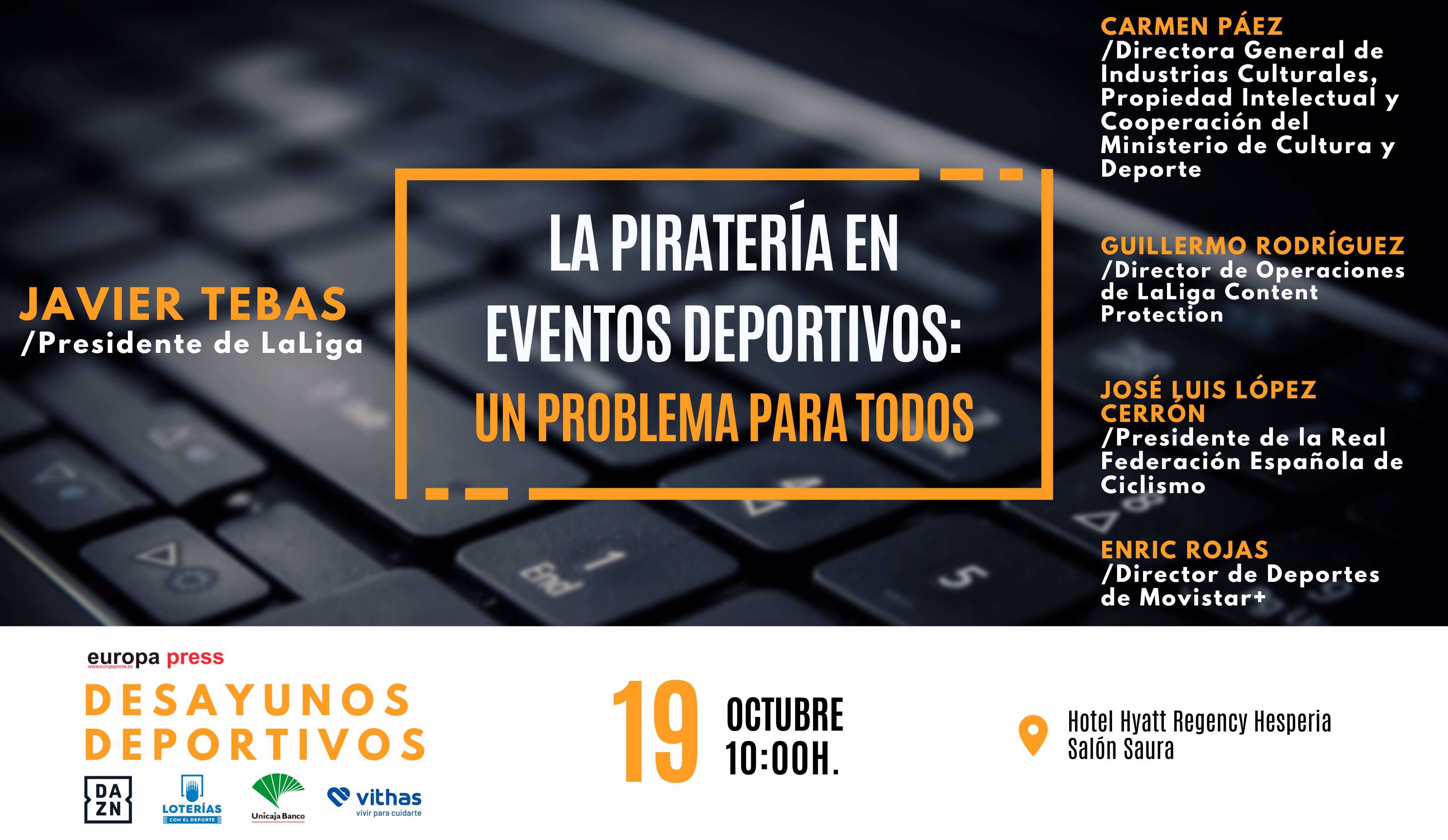 Cartel evento La pirater&#237;a en eventos deportivos: un problema para todos